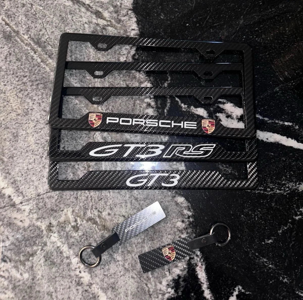 PORSCHE 100% REAL CARBON FIBER CAR LICENSE PLATE FRAME