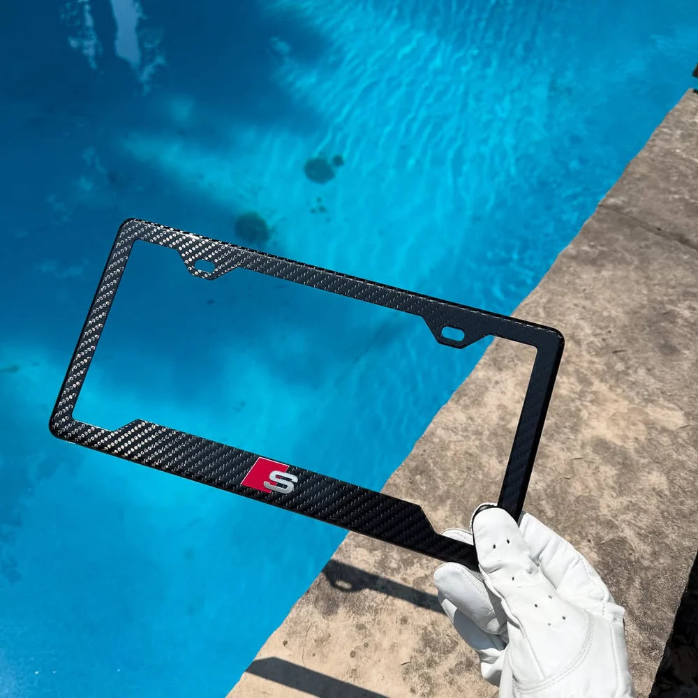 AUDI S 100% REAL CARBON FIBER CAR LICENSE PLATE FRAME