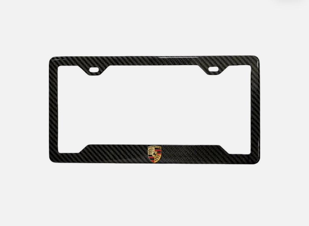 PORSCHE 100% REAL CARBON FIBER CAR LICENSE PLATE FRAME