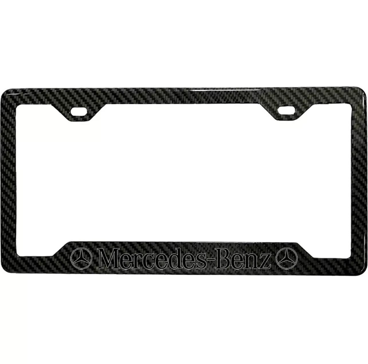 MERCEDES-BENZ BLACK 100% REAL CARBON FIBER CAR LICENSE PLATE FRAME