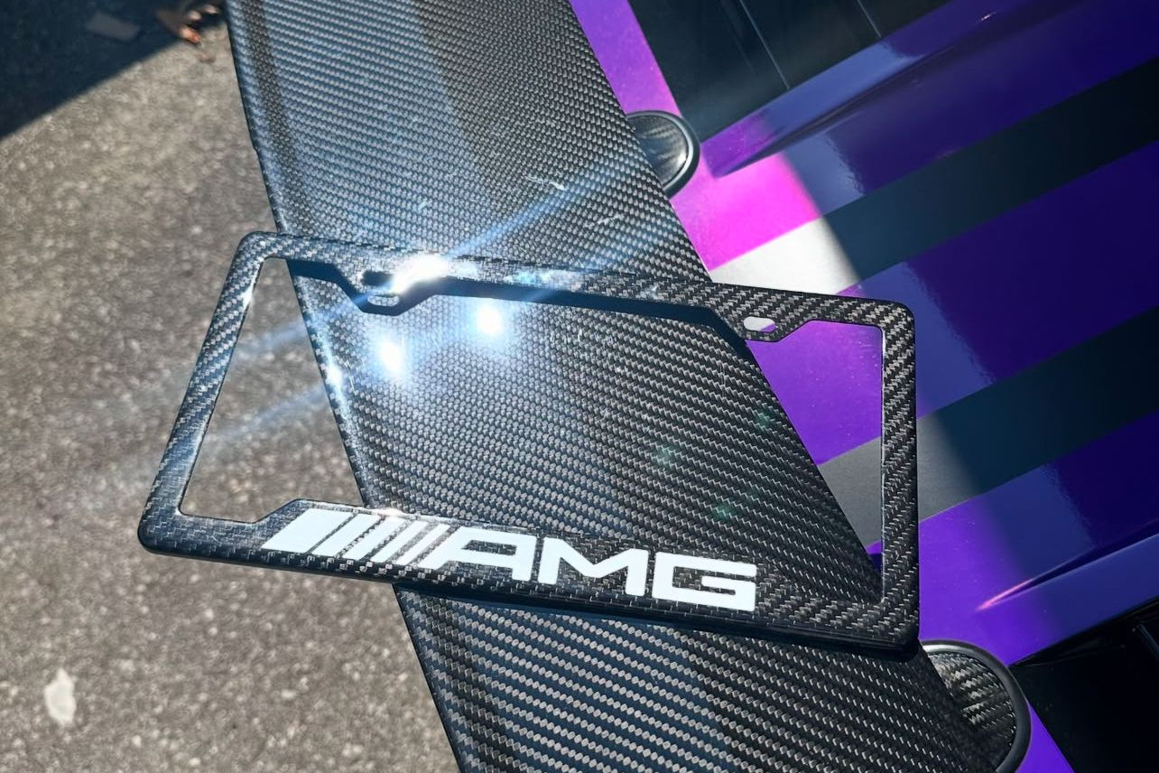 AMG 100% REAL CARBON FIBER CAR LICENSE PLATE FRAME