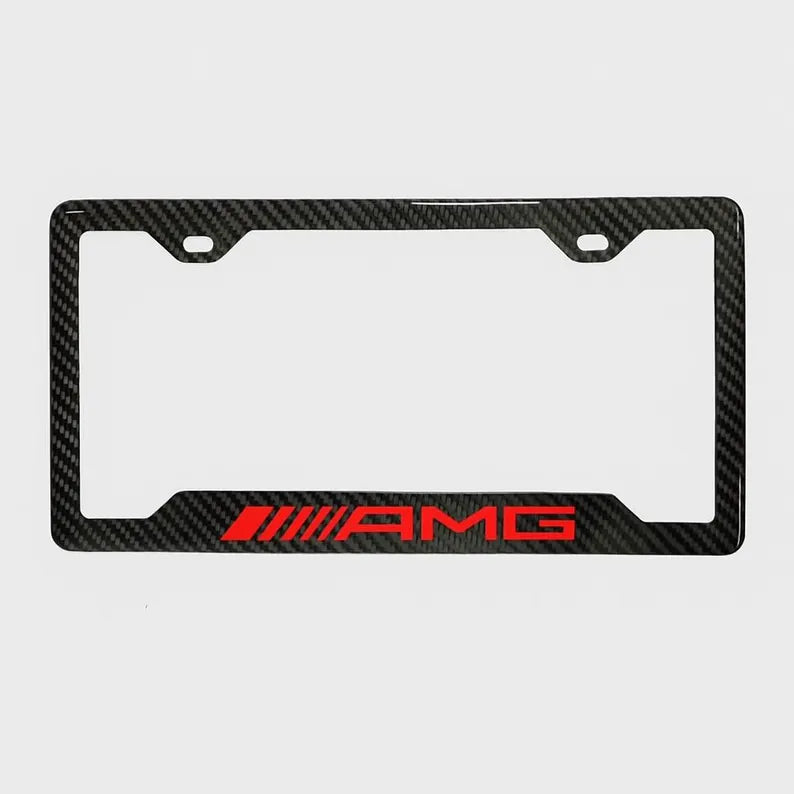 AMG 100% REAL CARBON FIBER CAR LICENSE PLATE FRAME