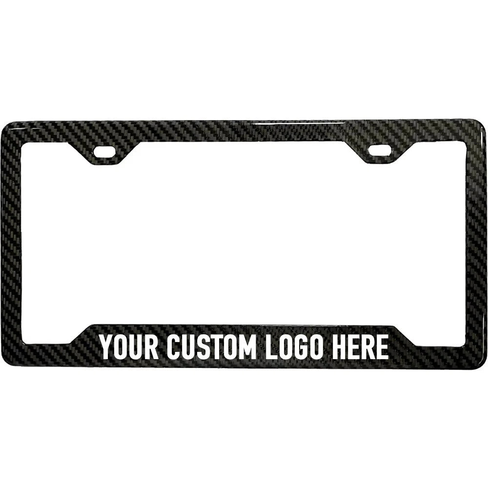 CUSTOM LOGO HERE 100% REAL CARBON FIBER CAR LICENSE PLATE FRAME