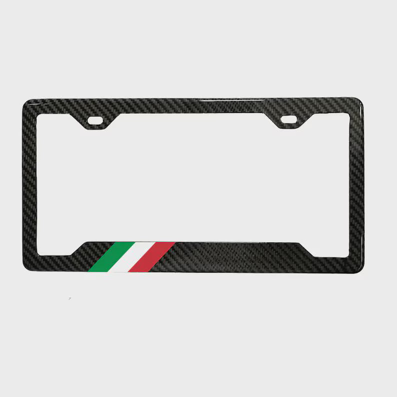 Italy Tri Colors 100% REAL CARBON FIBER CAR LICENSE PLATE FRAME