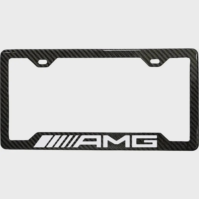 AMG 100% REAL CARBON FIBER CAR LICENSE PLATE FRAME