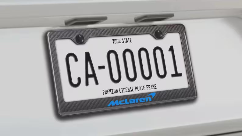 MCLAREN 100% REAL CARBON FIBER CAR LICENSE PLATE FRAME