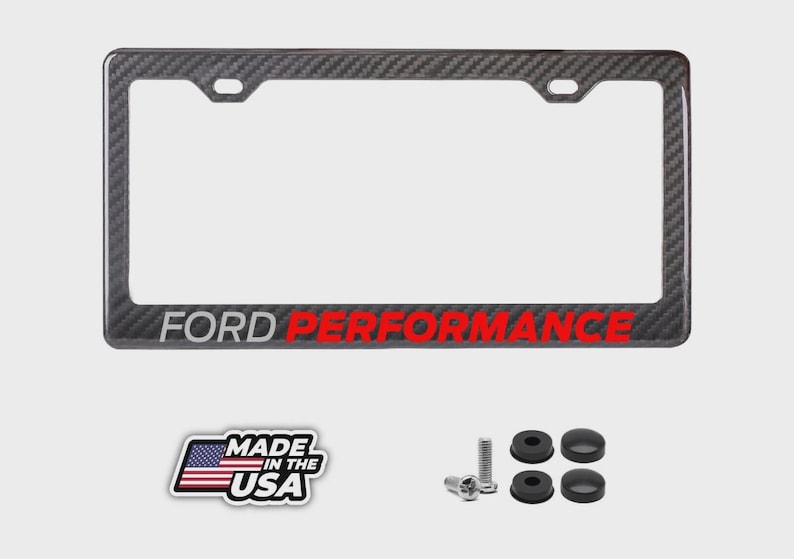 FORD PERFORMANCE 100% REAL CARBON FIBER CAR LICENSE PLATE FRAME