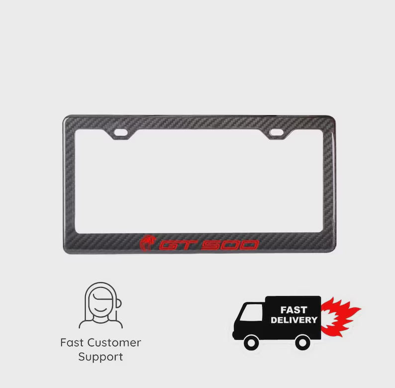 Mustang GT500 100% REAL CARBON FIBER CAR LICENSE PLATE FRAME