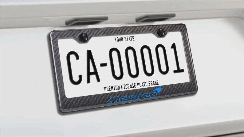 MCLAREN 100% REAL CARBON FIBER CAR LICENSE PLATE FRAME