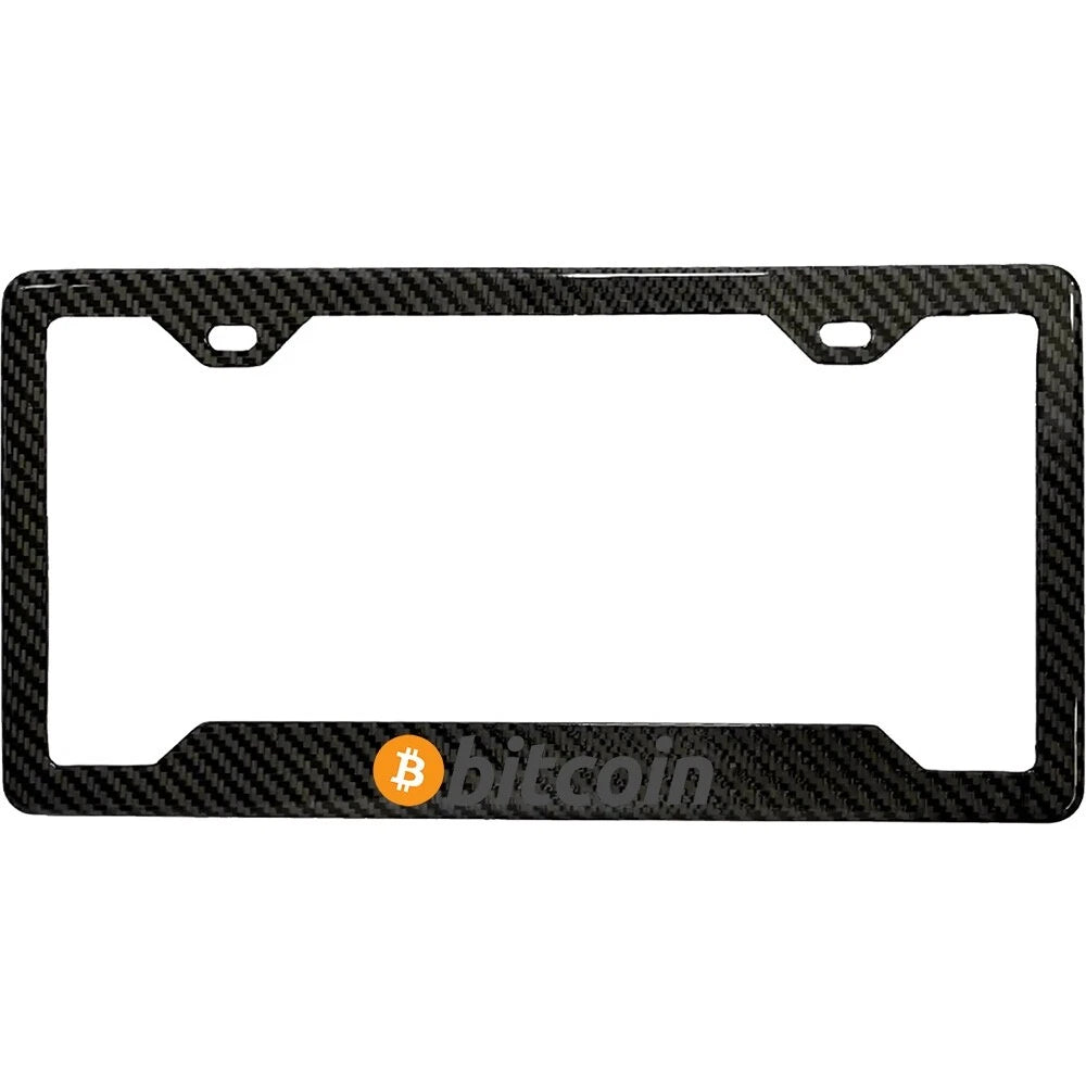 BITCOIN 100% REAL CARBON FIBER CAR LICENSE PLATE FRAME