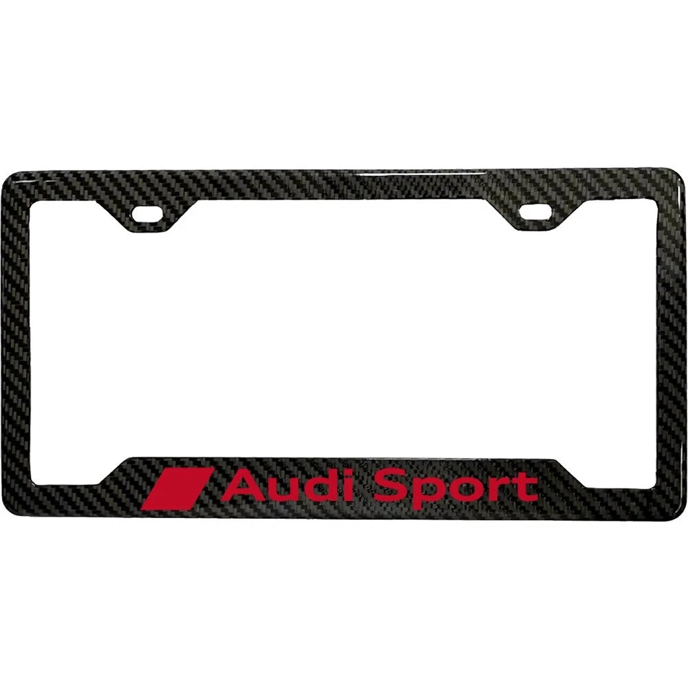 AUDI SPORT 100% REAL CARBON FIBER CAR LICENSE PLATE FRAME