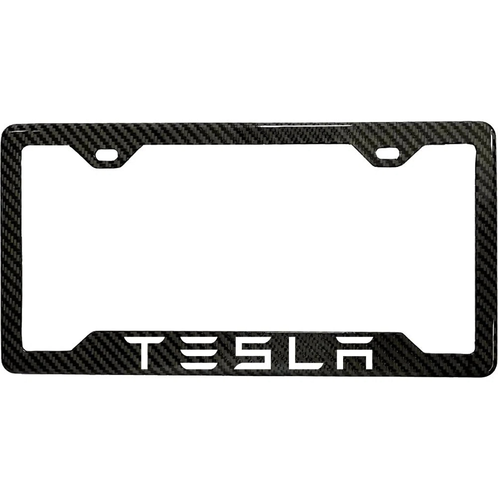 TESLA 100% REAL CARBON FIBER CAR LICENSE PLATE FRAME
