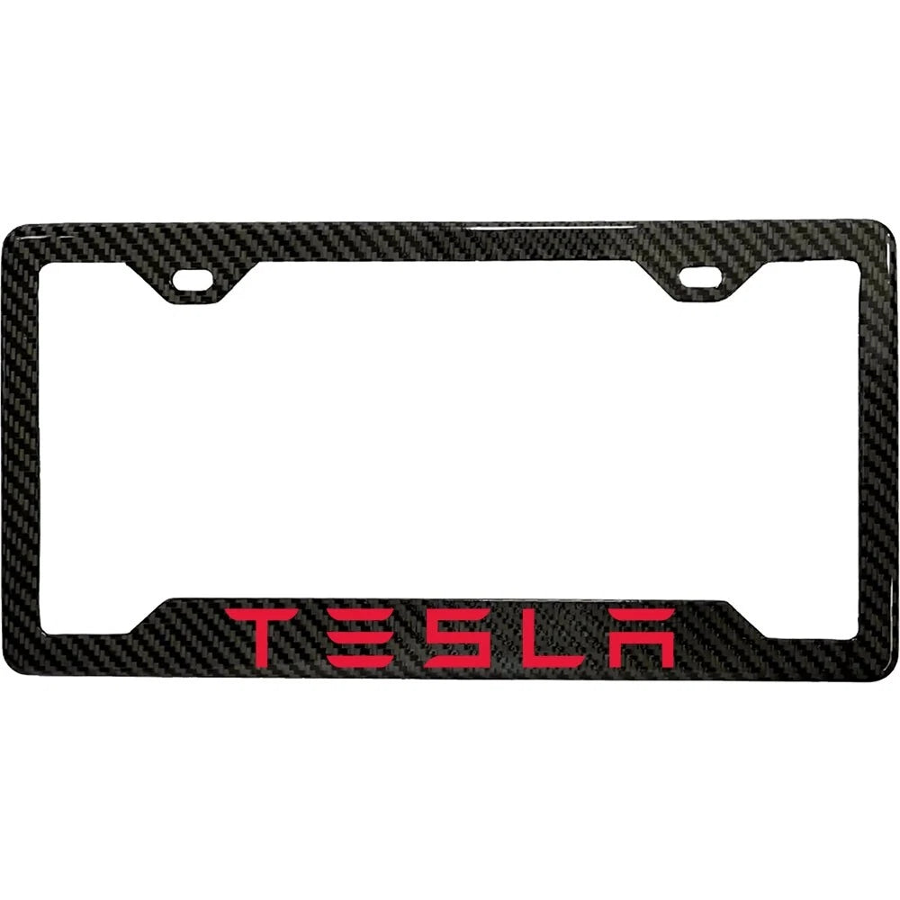 TESLA 100% REAL CARBON FIBER CAR LICENSE PLATE FRAME
