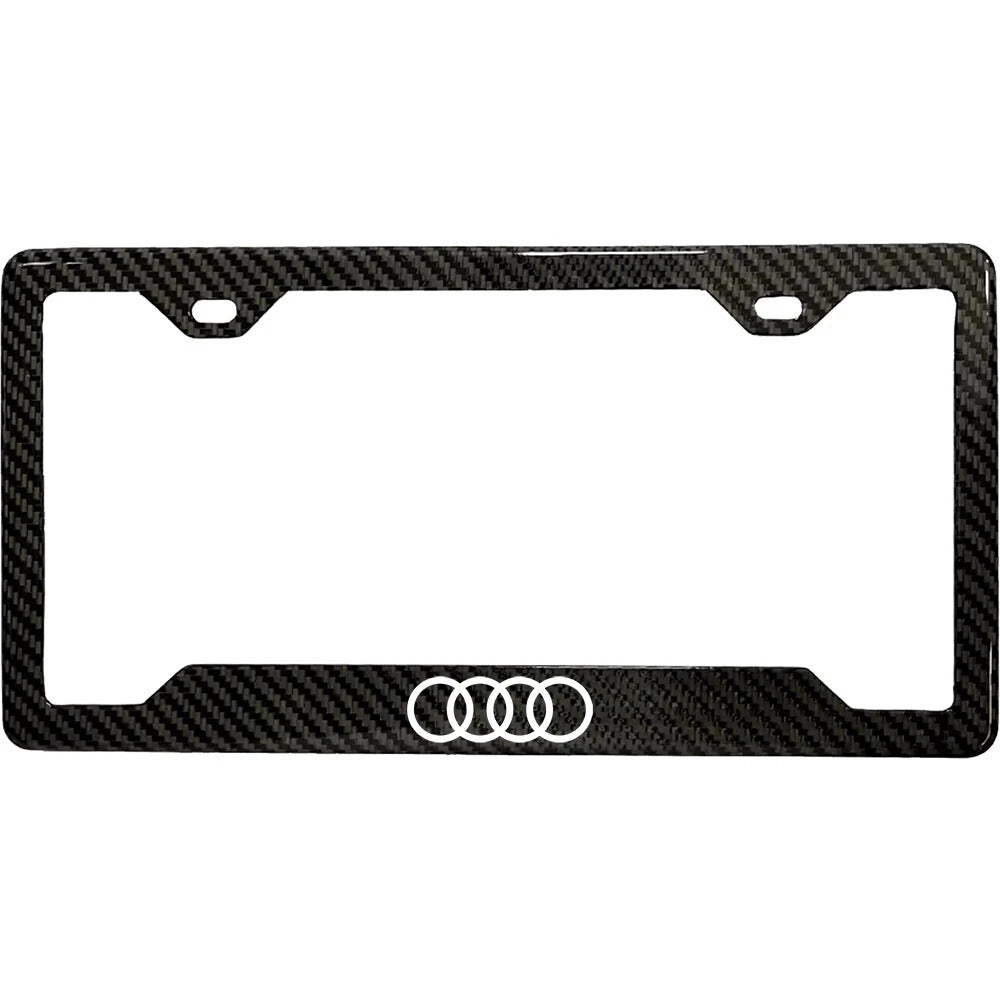 AUDI RINGS 100% REAL CARBON FIBER CAR LICENSE PLATE FRAME