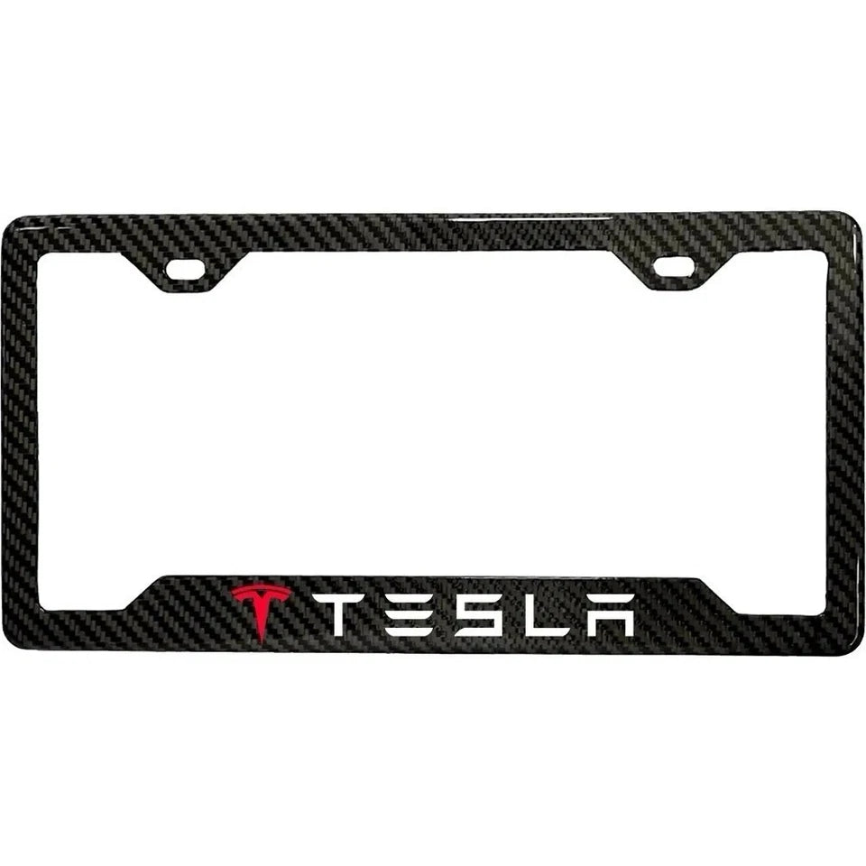 TESLA 100% REAL CARBON FIBER CAR LICENSE PLATE FRAME