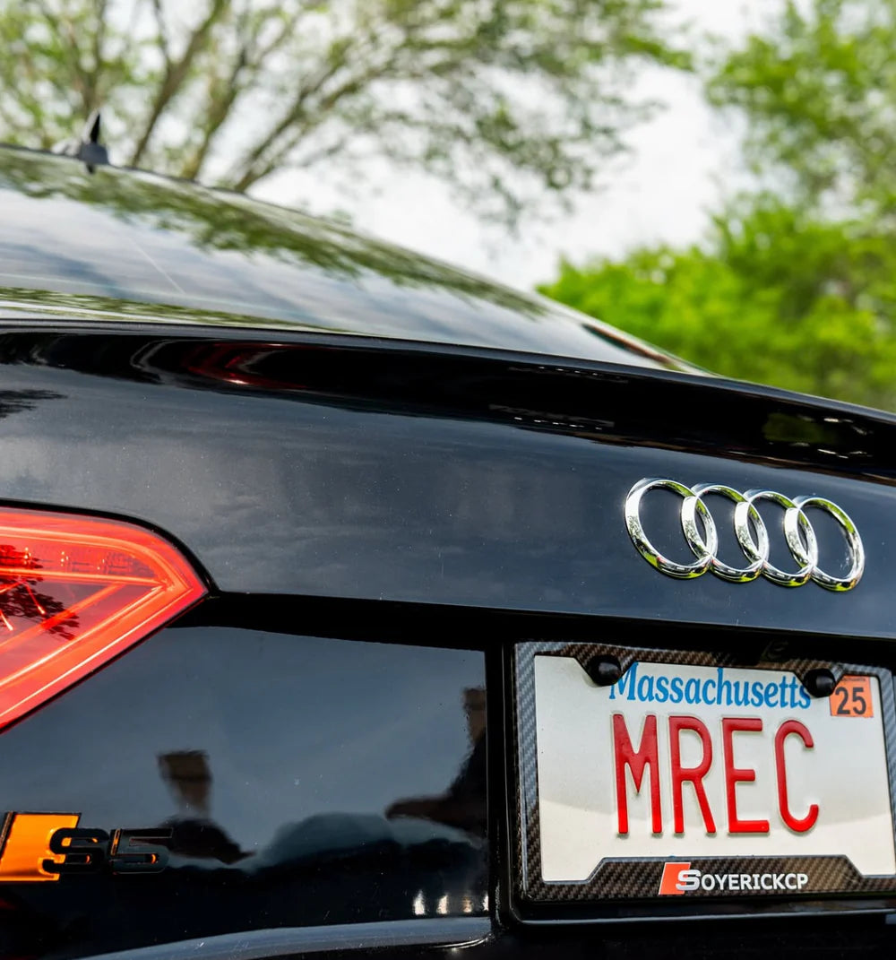 CUSTOM LOGO HERE 100% REAL CARBON FIBER CAR LICENSE PLATE FRAME