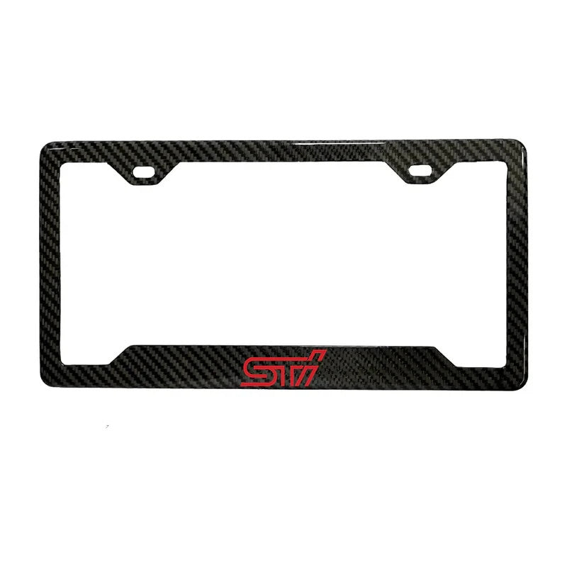 STI 100% REAL CARBON FIBER CAR LICENSE PLATE FRAME